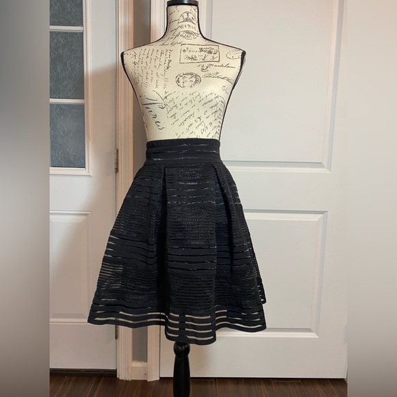 torrid Dresses & Skirts - Torrid Black Lined Mini A-line Skirt with Striped Mesh Overlay 2X E